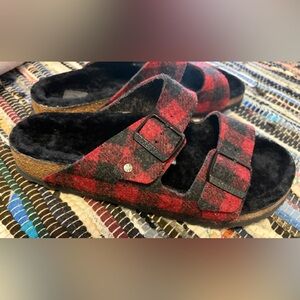 Birkenstock Buffalo plaid shearling size 40 NWT